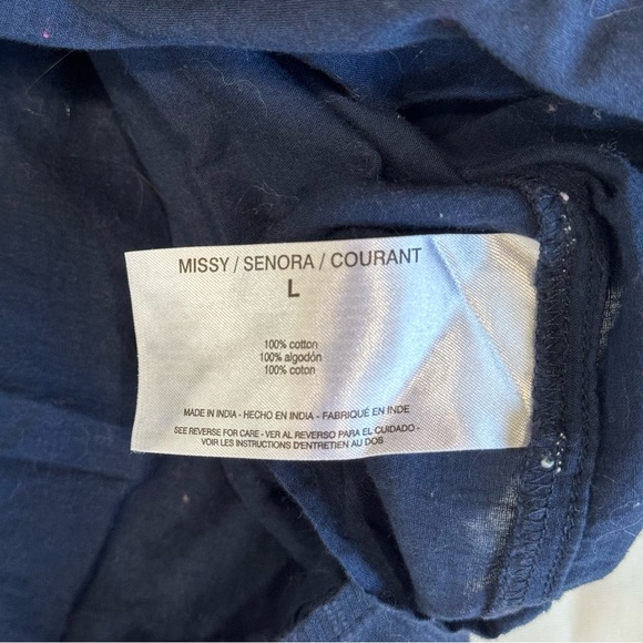 ELLA MOSS Brianne Navy Blue 100% Cotton Eyelet Peasant Top Size Large - Picture 5 of 9